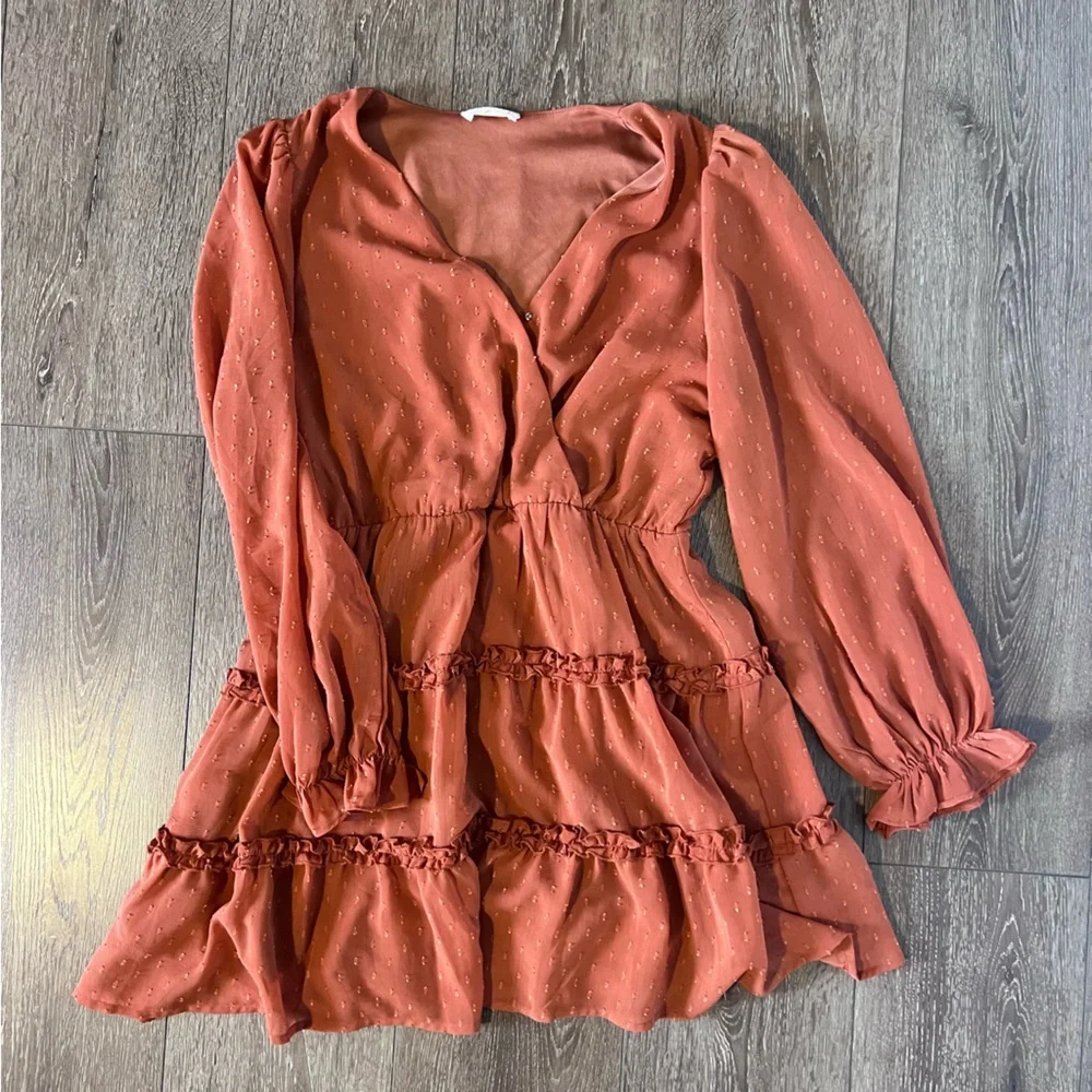 Altar’d State Rust Orange Long Sleeve Dress - Picture 1 of 3